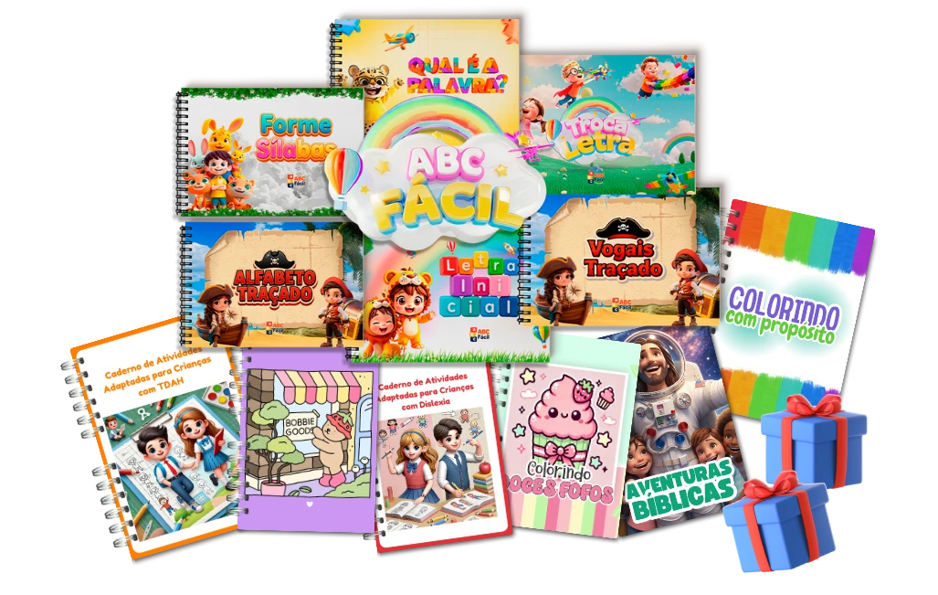 Tudo o que você leva ao adquirir o caderno de alfabetização ABC 15 minutos para ler